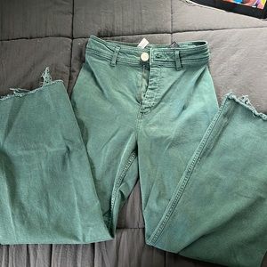 marine, straight leg, Zara jeans, green